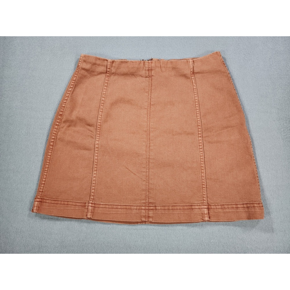 Wild Fable Denim Mini Skirt Rust Terracotta Brown Size 6 70s Retro Western Seams